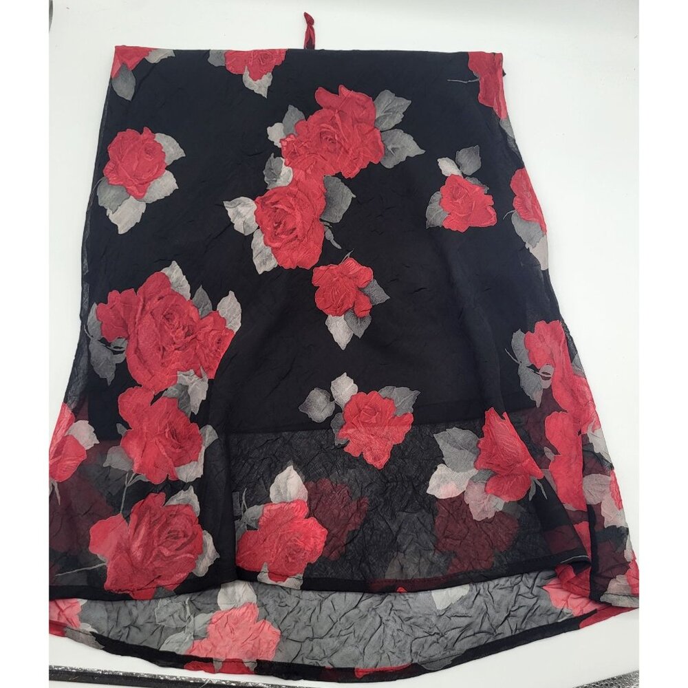 VTG Y2k 90s Red Roses Black Whimsigoth Fairy Coquette Dress Younique Empire SZ M - Picture 10 of 10